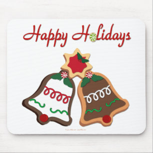 Frohe Feiertage Weihnachtsplätzchen Glocken Mousepad