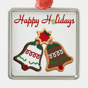 Frohe Feiertage Weihnachtsplätzchen Glocken Silbernes Ornament