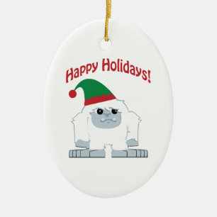 Frohe Feiertage! WeihnachtsYeti Keramikornament