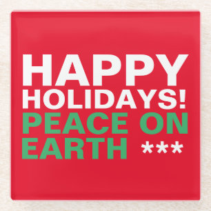 Frohe Feiertage! Weltfrieden-WeihnachtsUntersetzer Glasuntersetzer