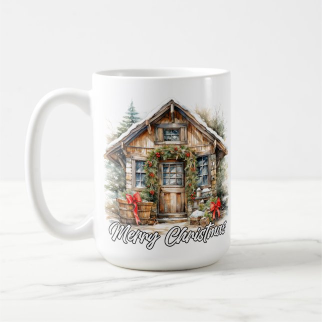 Frohe Feiertage Winterzeit Landhaus Kaffeetasse (Links)