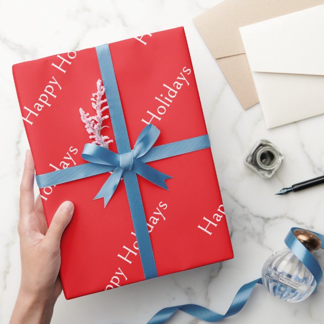 Frohe Feiertage Wrap Rot Geschenkpapier (Schenken)