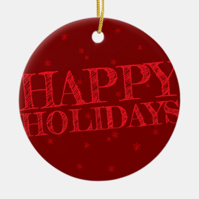 Frohe Feiertage Zeichenstift-Weihnachten Keramik Ornament (Vorne)