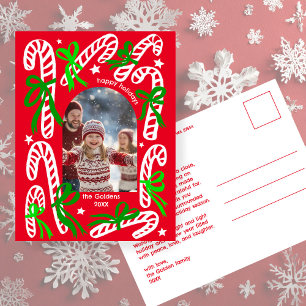 Frohe Feiertage Zuckerstangen CUSTOM PHOTO Weihnac Feiertagspostkarte
