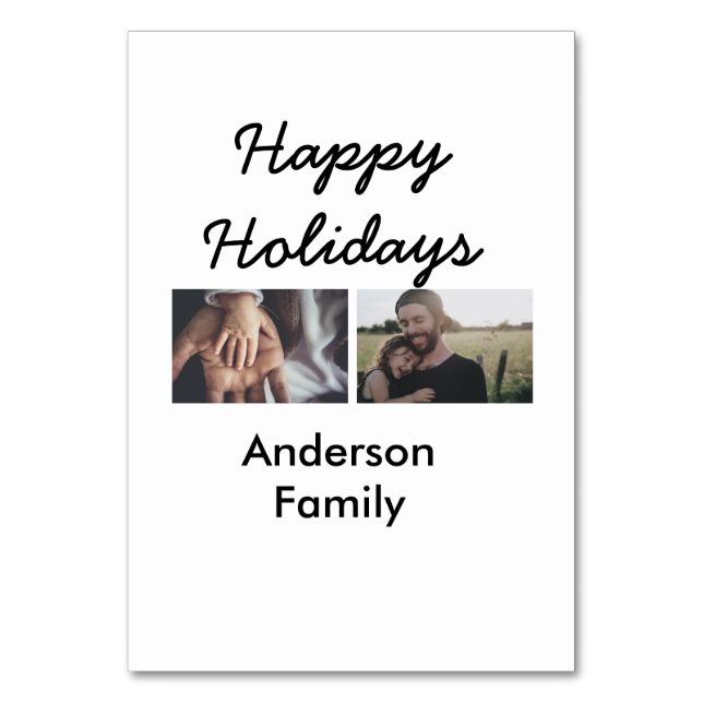 Frohe Ferien Vater Sohn der Familie Weihnachten Fo Tischnummer (Vorderseite)