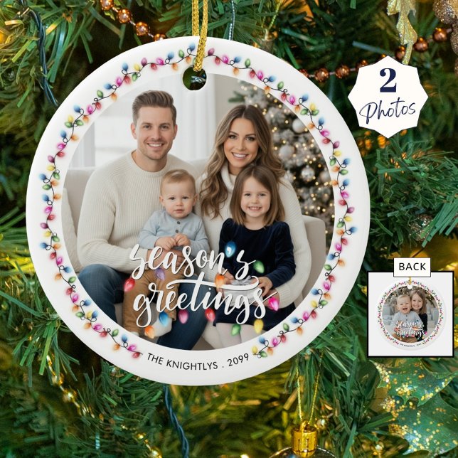 Frohe Festtage 2 Foto Weihnachtsbeleuchtung Keramik Ornament (Von Creator hochgeladen)