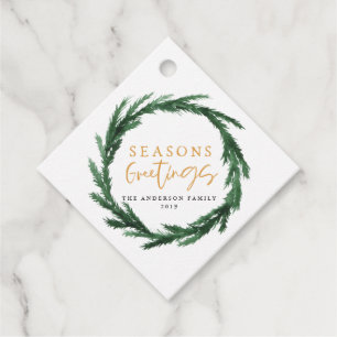 Frohe Festtage Aquarellkranz-Urlaubskarte Geschenkanhänger