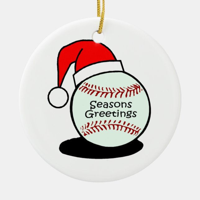 Frohe Festtage Baseball Keramikornament (Vorne)