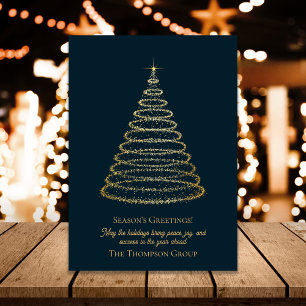 Frohe Festtage Corporate Gold Weihnachtsbaum Postkarte