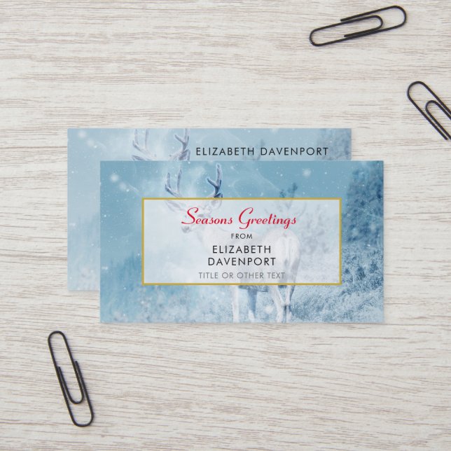 Frohe Festtage des Winterhirns und der Kiefern Visitenkarte (Vorderseite/Rückseite Beispiel)