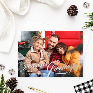 Frohe Festtage Elegantes Calligraphy Script-Foto Folien Feiertagskarte