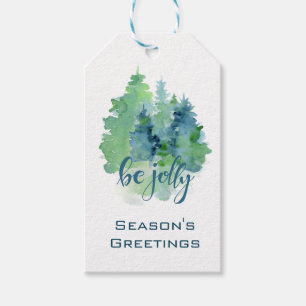 Frohe Festtage für Wasserfarben-Pine Geschenkanhänger