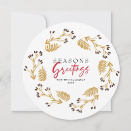 Frohe Festtage Gold Floral Wreath Einladung
