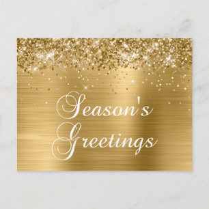 Frohe Festtage Gold Glänzend Faux Folie Feiertagspostkarte