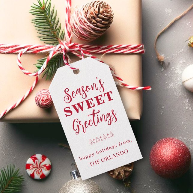 Frohe Festtage Holiday Christmas Red White Geschenkanhänger (Von Creator hochgeladen)