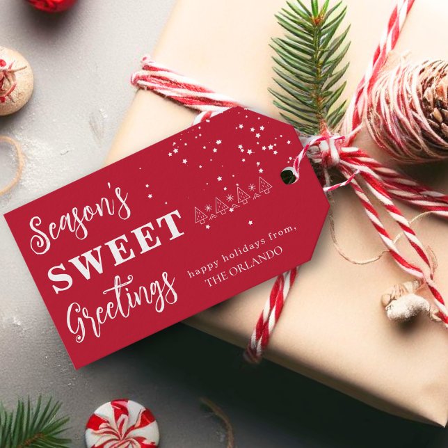 Frohe Festtage Holiday Weihnachten Weiß Rot Geschenkanhänger (Von Creator hochgeladen)