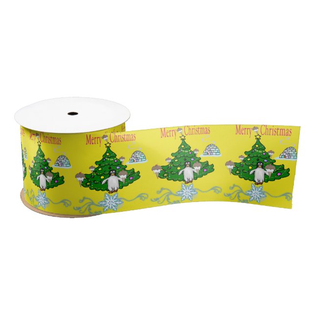 Frohe Festtage, Joy Frory Christmas Penguin Satinband (Spule)