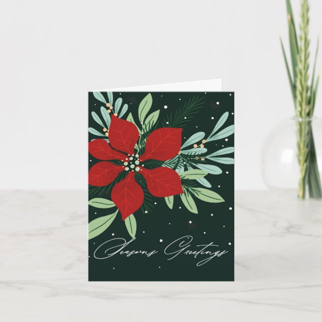 Frohe Festtage Poinsettia Weihnachtsdesign Feiertagskarte (Vorderseite)