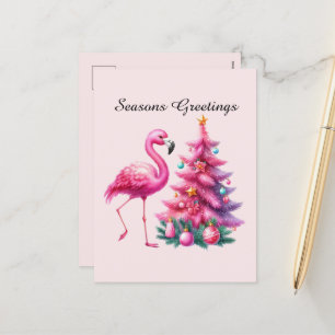 Frohe Festtage Rosa Flamingo Feiertagspostkarte