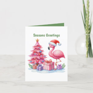 Frohe Festtage Rosa Flamingo individuell anpassbar Feiertagskarte