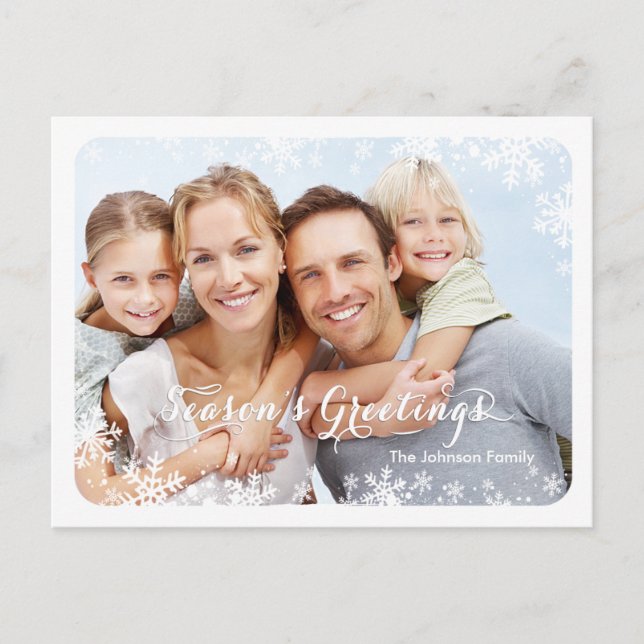 Frohe Festtage - Schneeflocken PostCard Feiertagspostkarte (Vorderseite)
