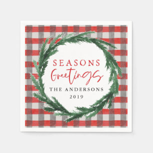 Frohe Festtage Wasserfarbenkrade + Tartan Serviette