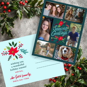 FROHE FESTTAGE Weihnachten CUSTOM 6 FOTO Urlaub Postkarte