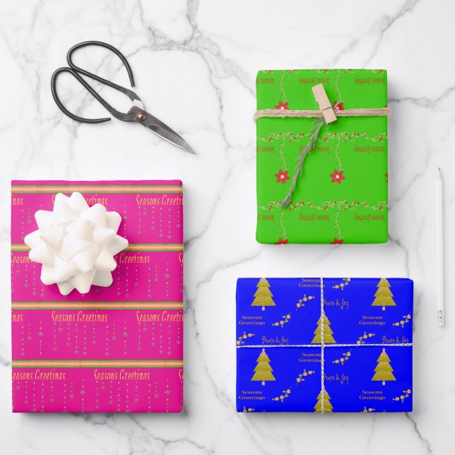 Frohe Festtage Weihnachtsblätter Geschenkpapier Set (Vorderseite)