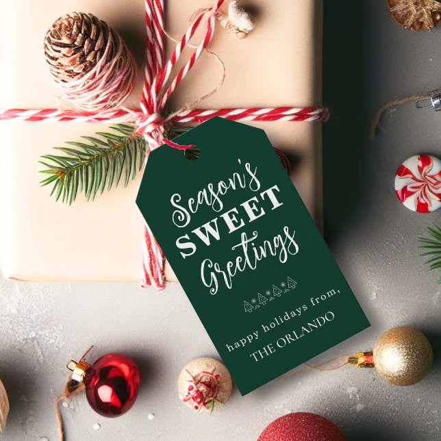 Frohe Festtage Weihnachtsfeiertag Grün Weiß Geschenkanhänger (Von Creator hochgeladen)