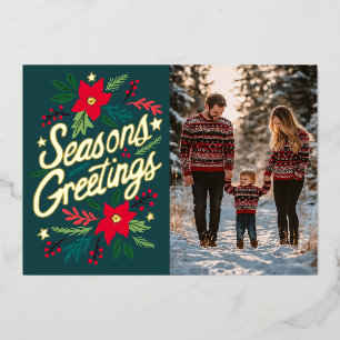 FROHE FESTTAGE Weihnachtsfeiertage CUSTOM FOTO Folien Feiertagskarte
