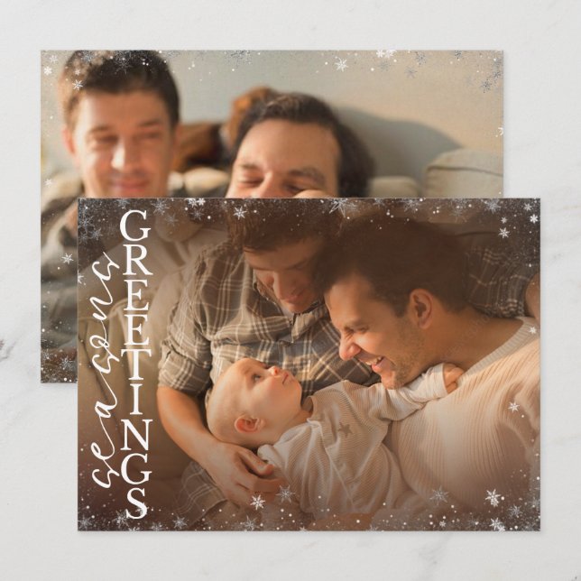 Frohe Festtage | Weihnachtsschneeflocke 2 Foto Feiertagskarte (Vorne/Hinten)