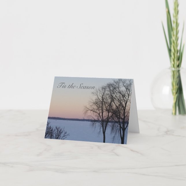 Frohe Festtage Wisconsin Winterweihnachtssee Karte (Vorderseite)