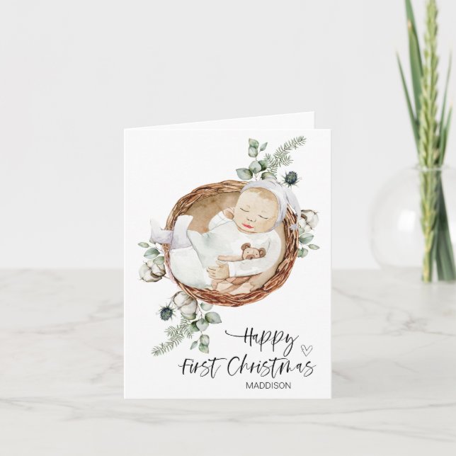 Frohe First Christmas Baby Tochter Sohn aus der Ma Karte (Vorderseite)