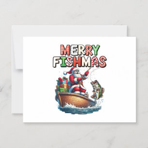 Frohe Fisch-Weihnacht Weihnachtsmann Angler Lustig Magneteinladung