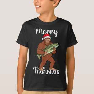 Frohe Fisch-Weihnachten Bigfoot Angeln Lustiger Sa T-Shirt