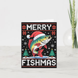 Frohe Fisch-Weihnachten hässlicher Weihnachts-Pull Karte