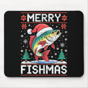 Frohe Fisch-Weihnachten hässlicher Weihnachtspullo Mousepad
