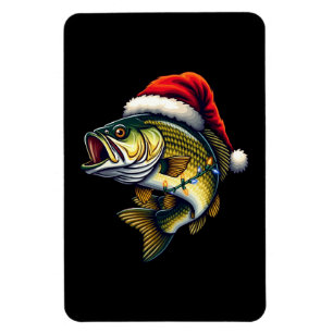 Frohe Fisch-Weihnachten Santa-Angler Liebhaber Lus Magnet