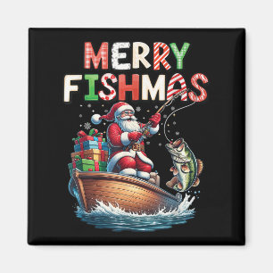 Frohe Fisch-Weihnachten Santa Angler Liebhaber Lus Magnet