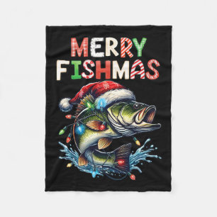 Frohe Fisch-Weihnachten Santa Angler Lustiger Fisc Fleecedecke