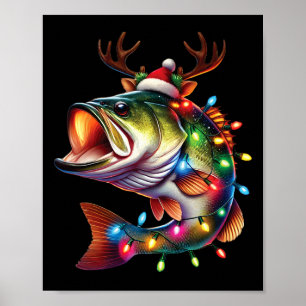 Frohe Fisch-Weihnachten Santa Anglerlustige Lustig Poster