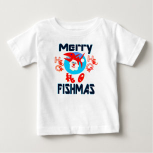 ♥ frohe FischMas-SantaFish KleinkinderLangschläfer Baby T-shirt