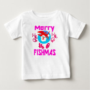♥ frohe FischMas-SantaFish KleinkinderLangschläfer Baby T-shirt