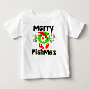♥ frohe FischMas-SantaFish KleinkinderLangschläfer Baby T-shirt