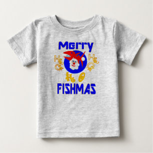 ♥ frohe FischMas-SantaFish KleinkinderLangschläfer Baby T-shirt