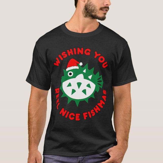 frohe Fischmas Weihnachtsmann T-Shirt (Vorderseite)