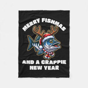 Frohe Fischmassen und ein Crappie Neujahr Fischen Fleecedecke