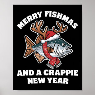 Frohe Fischmassen und ein Crappie-Neujahr Fischen Poster