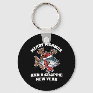 Frohe Fischmassen und ein Crappie-Neujahr Fischen  Schlüsselanhänger