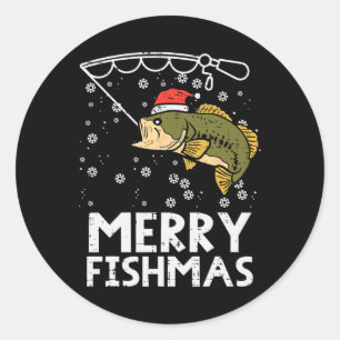 Frohe Fishmas Fisch Fischen Weihnachten Vater Männ Runder Aufkleber